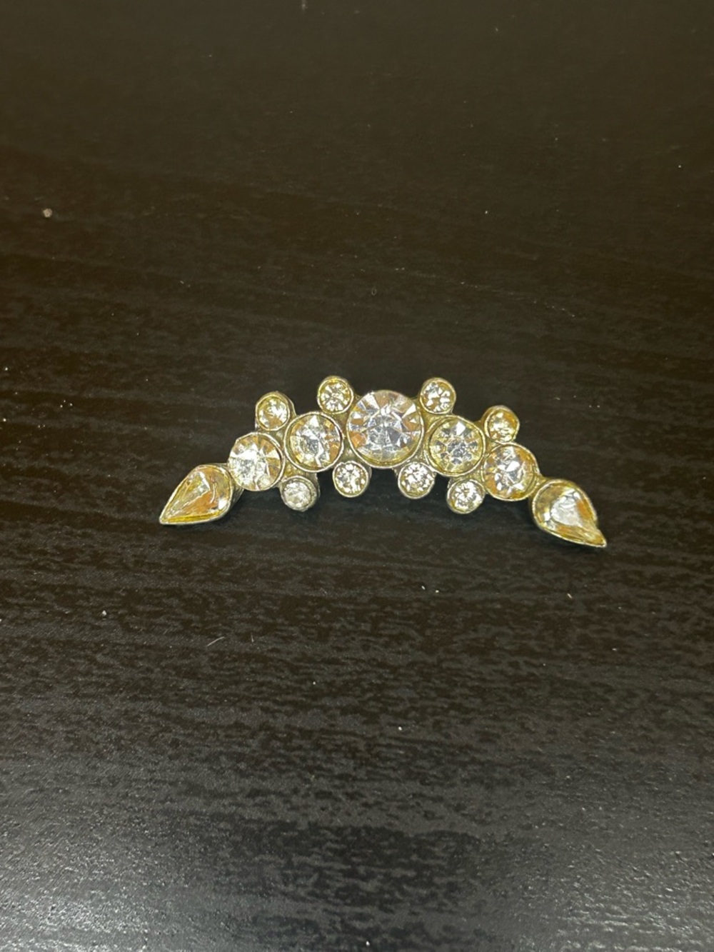 Silver-Tone Clear Crystal Curved Bar Pin - Women Jewelry